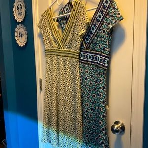 Two Maggie London Sundresses Geometric Patterns Lightweight Size 8